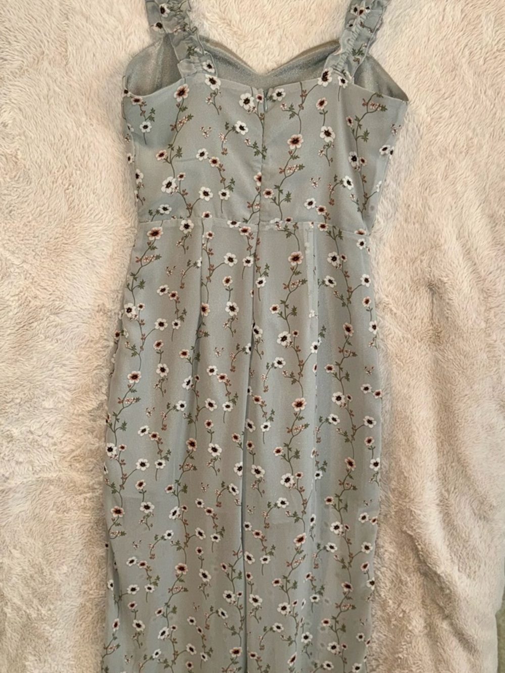 Miami Bluish Grey Floral Sweetheart Wide-Leg Jumpsuit - Picture 5 of 8